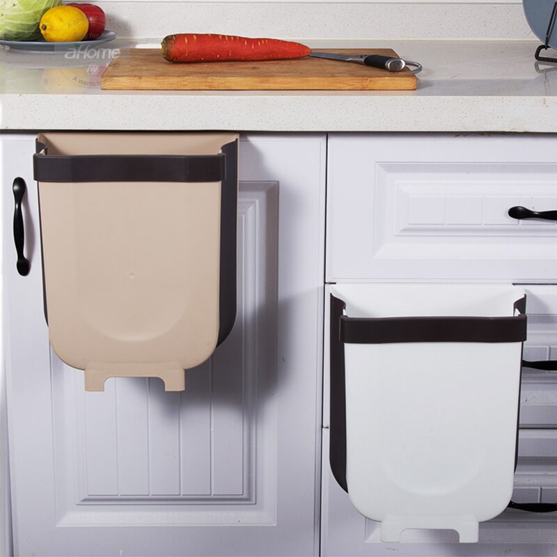 Wall-Mounted Folding Trash Can - Space-Saving Kitchen Bin