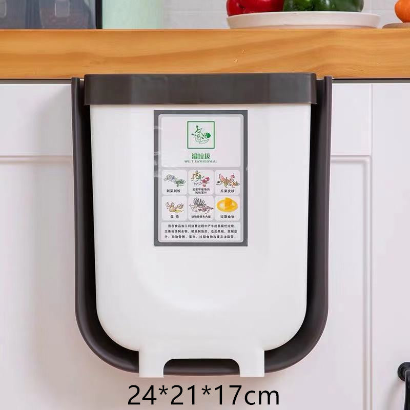 Wall-Mounted Folding Trash Can - Space-Saving Kitchen Bin