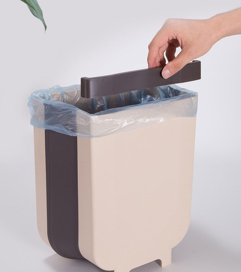 Wall-Mounted Folding Trash Can - Space-Saving Kitchen Bin