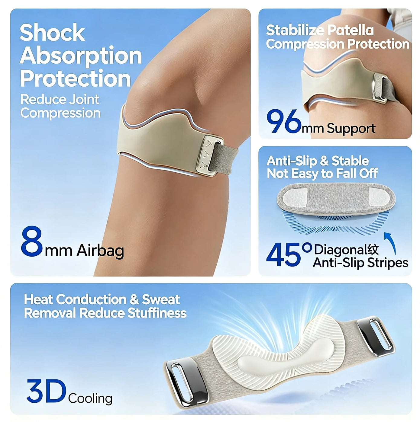 Silicone Patella Knee Strap - 3D Air Cushion Support Brace