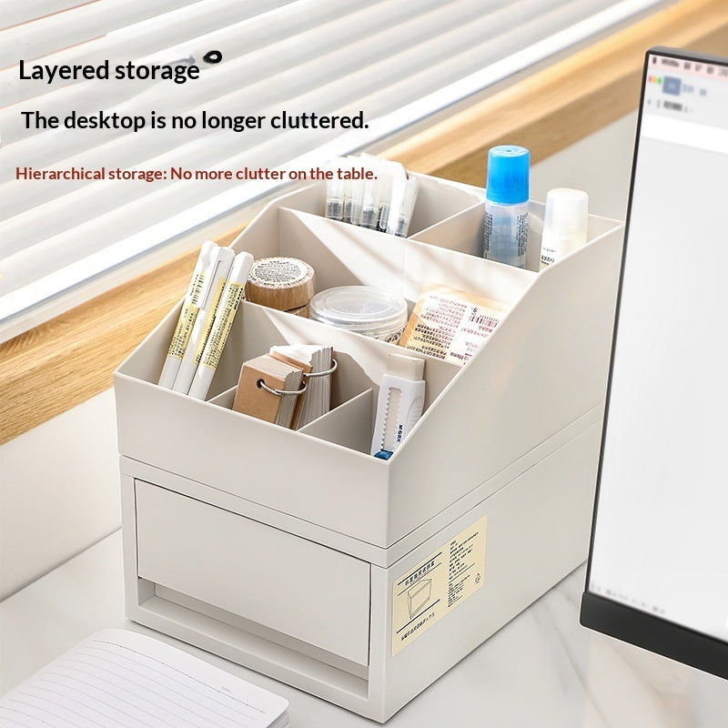 Desk Stationery & Cosmetics Storage Organizer - Multi-Compartment Box